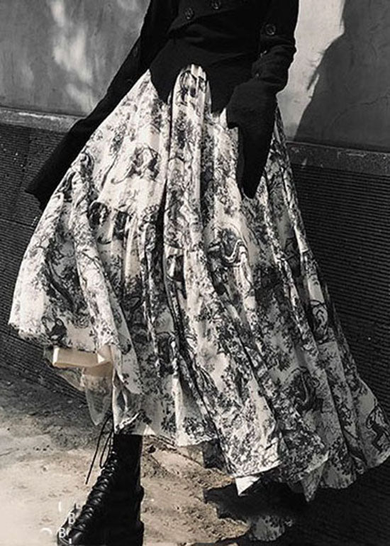 White animal print Patchwork vacation Skirts Spring