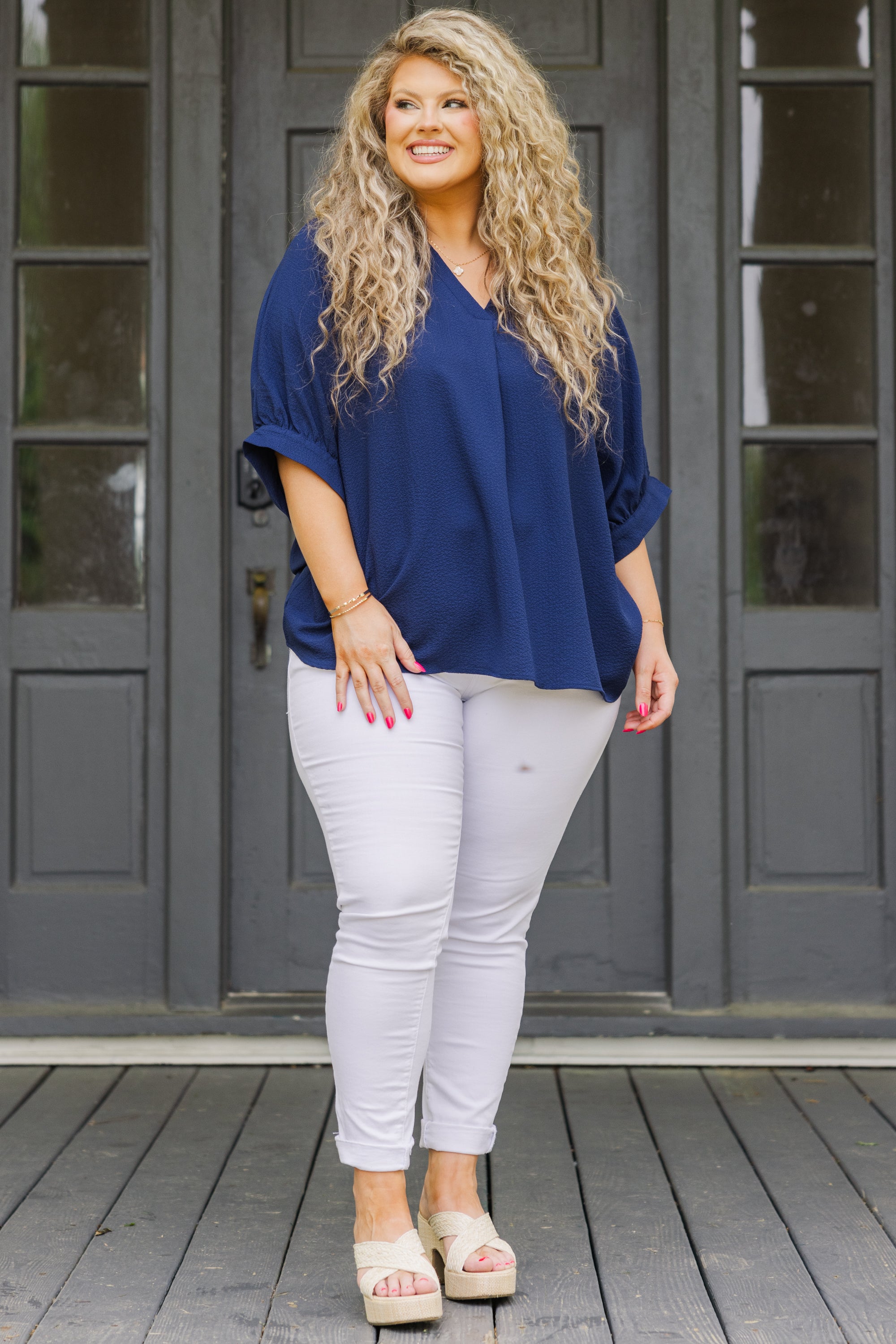 Social Scene Top. Navy