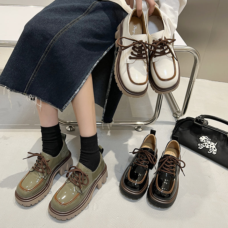 vintage lace-up all-match shoes  KF83117