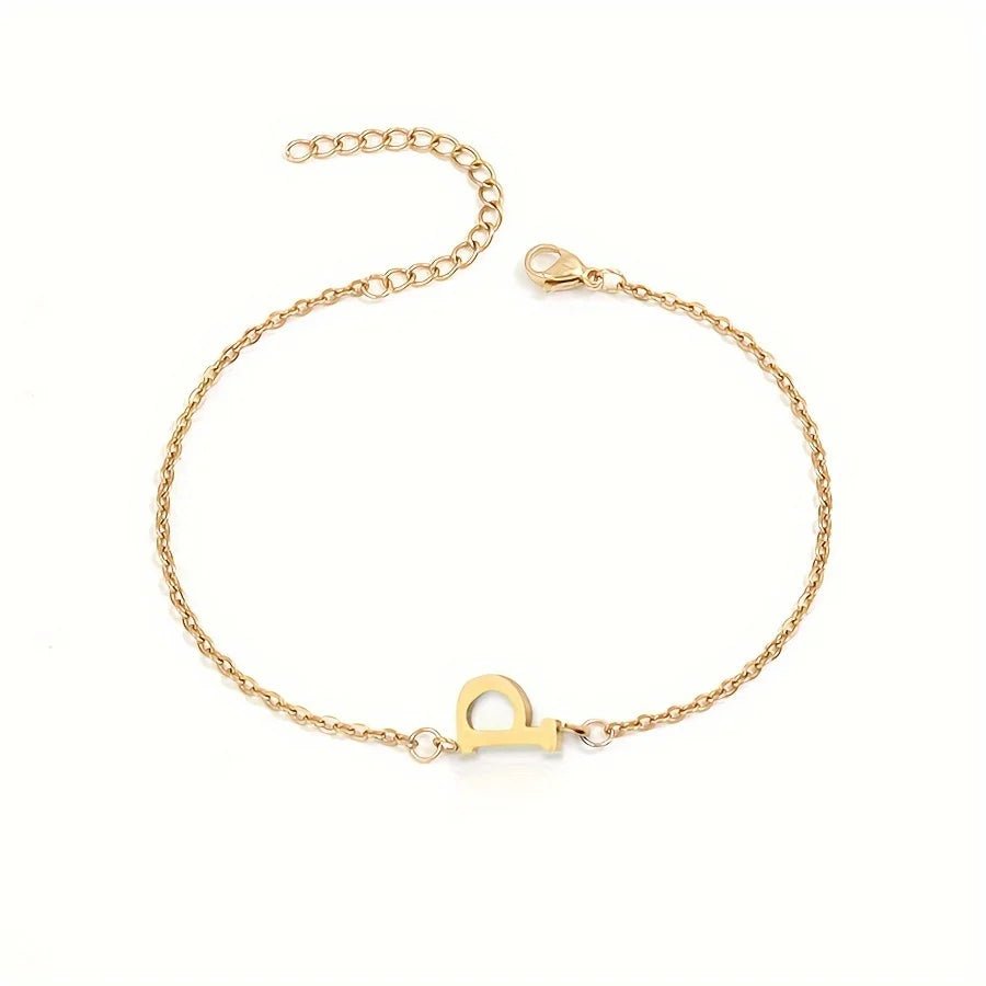 Dainty Feminine Letter Initial Chain Bracelet