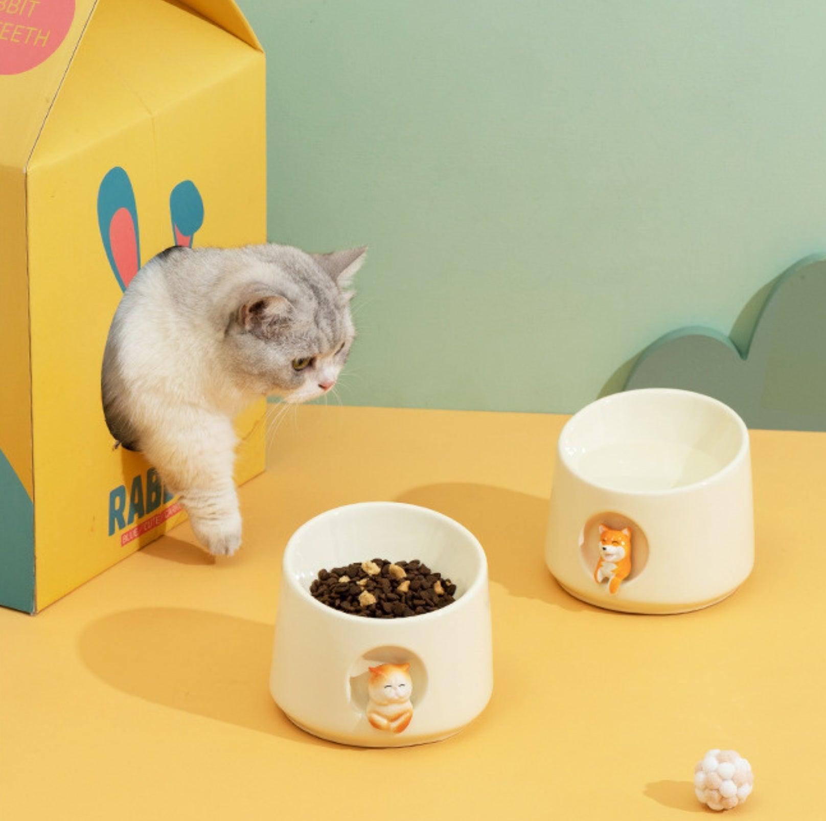 Adorable 3D Ceramic Cat Bowls Small Dog Bowls