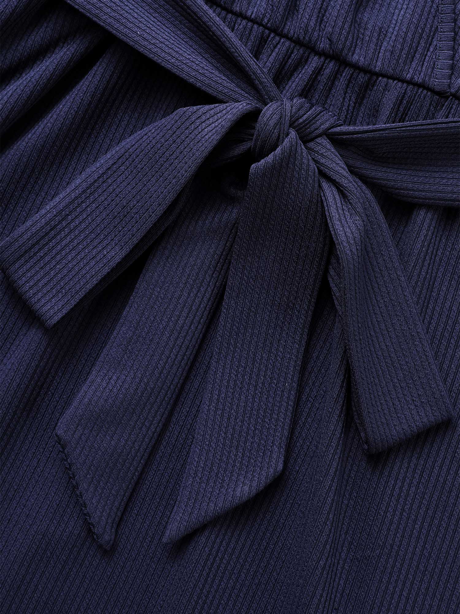 Solid Overlap Collar Belted Knit Dress