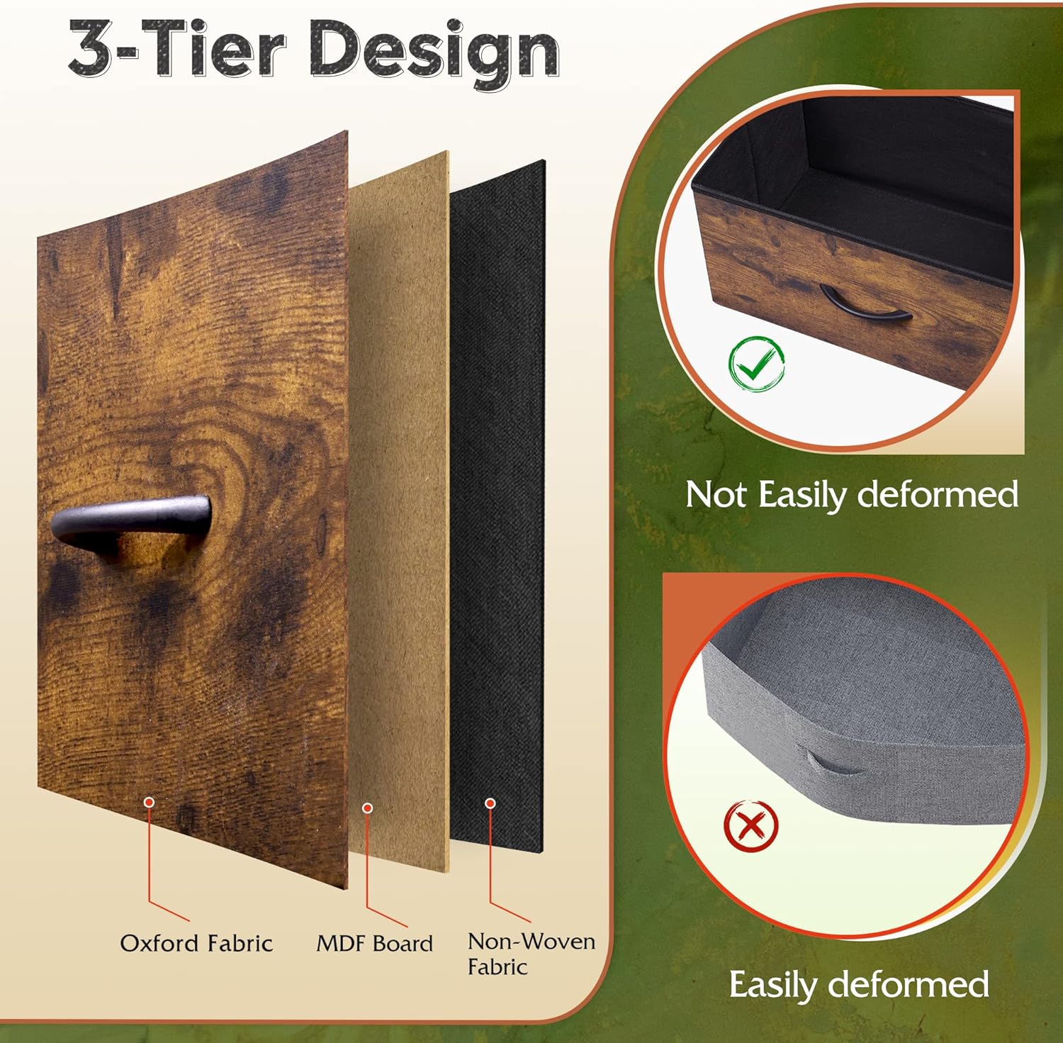 WLIVE 7 Drawer Dresser TV Stand, Dressers for Bedroom, Fabric Storage Tower