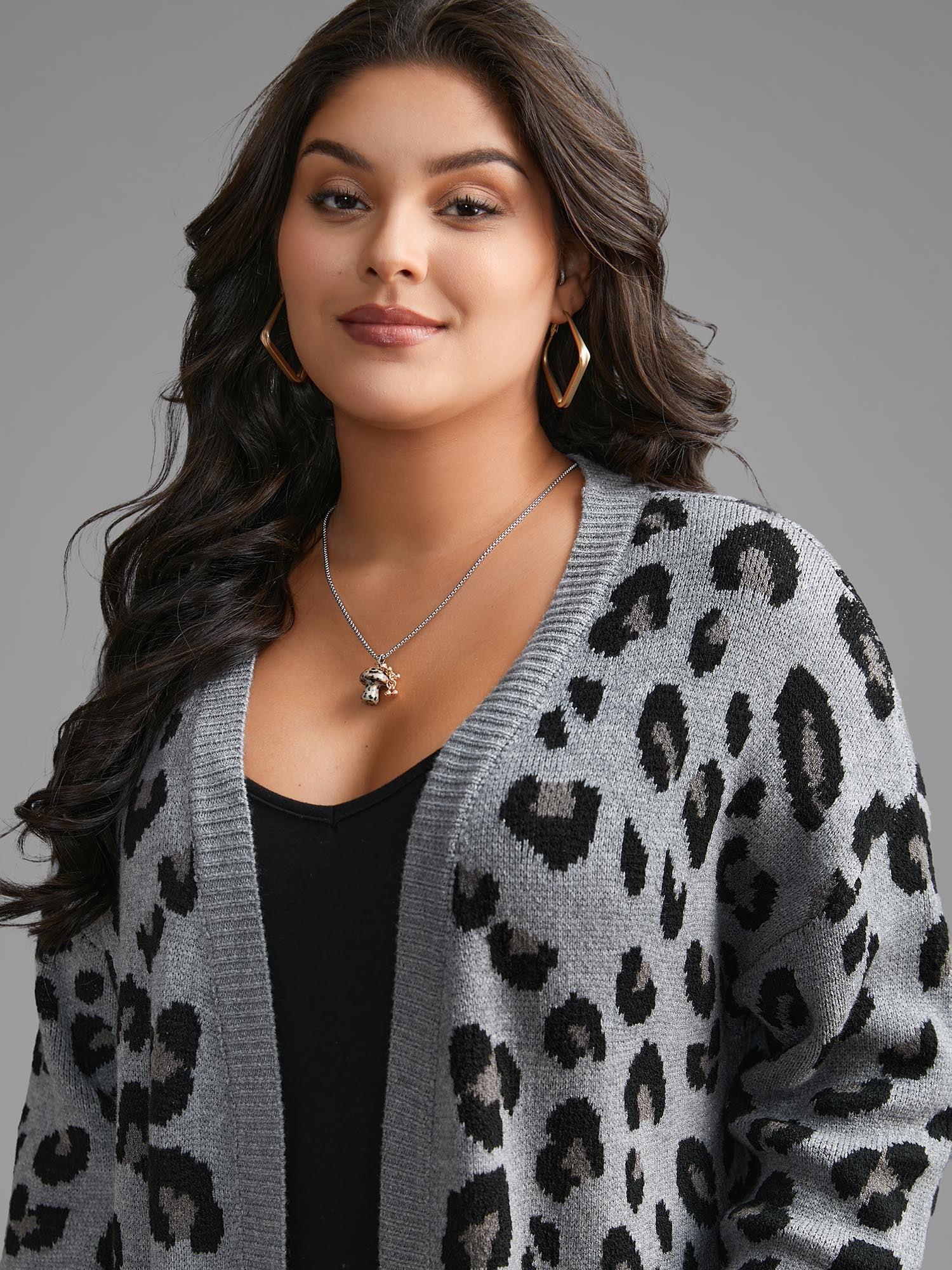 Supersoft Essentials Leopard Print Kimono Collar Cardigan