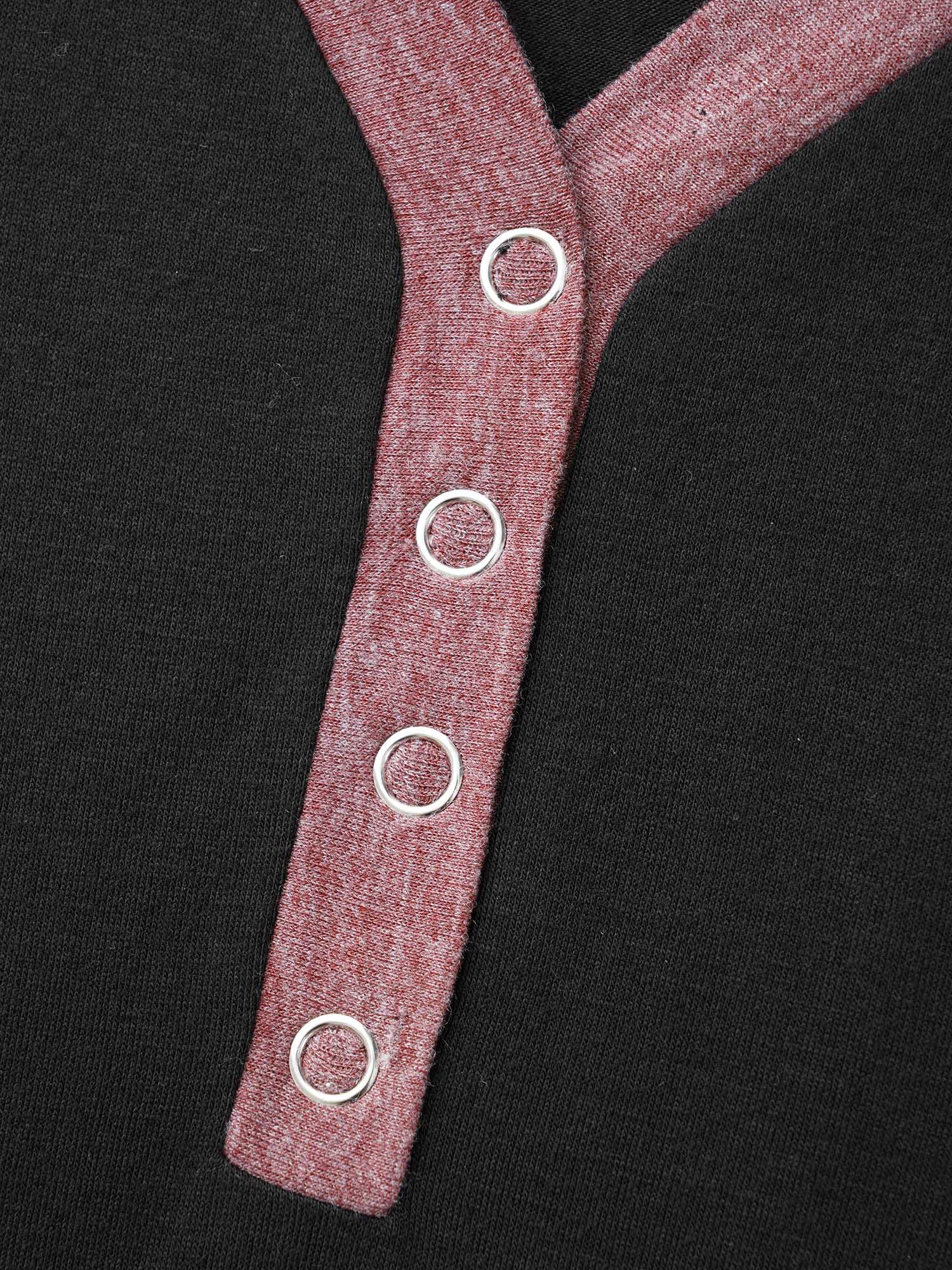 V Neck Heather Patchwork Knit Dress