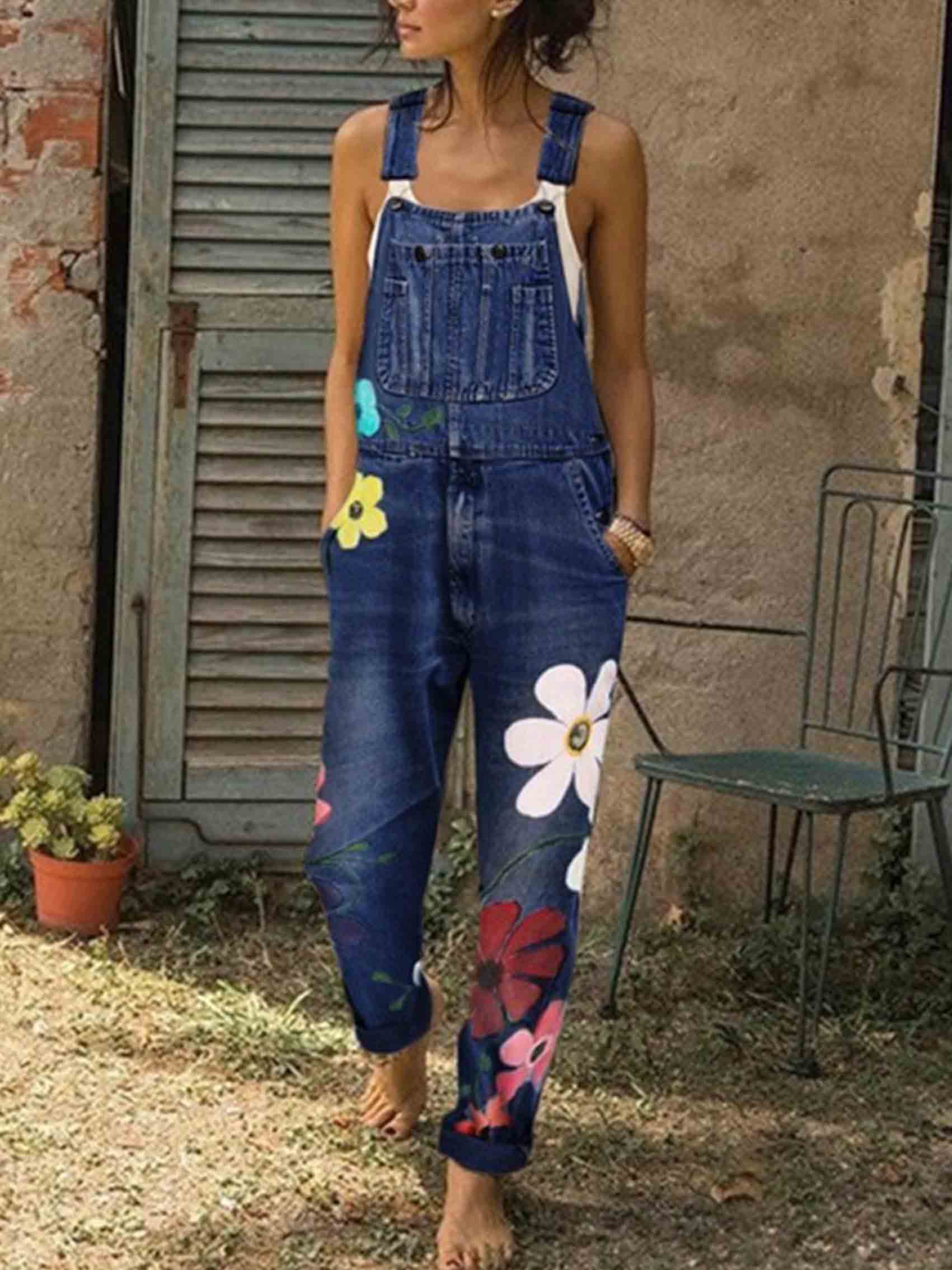 Flower Printed Jeans