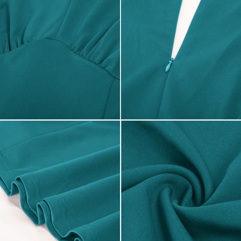 Vintage Daisy Pattern A-Line Swing Dress Keyhole Tie Dress Round Neck Work Dress Tea Dress