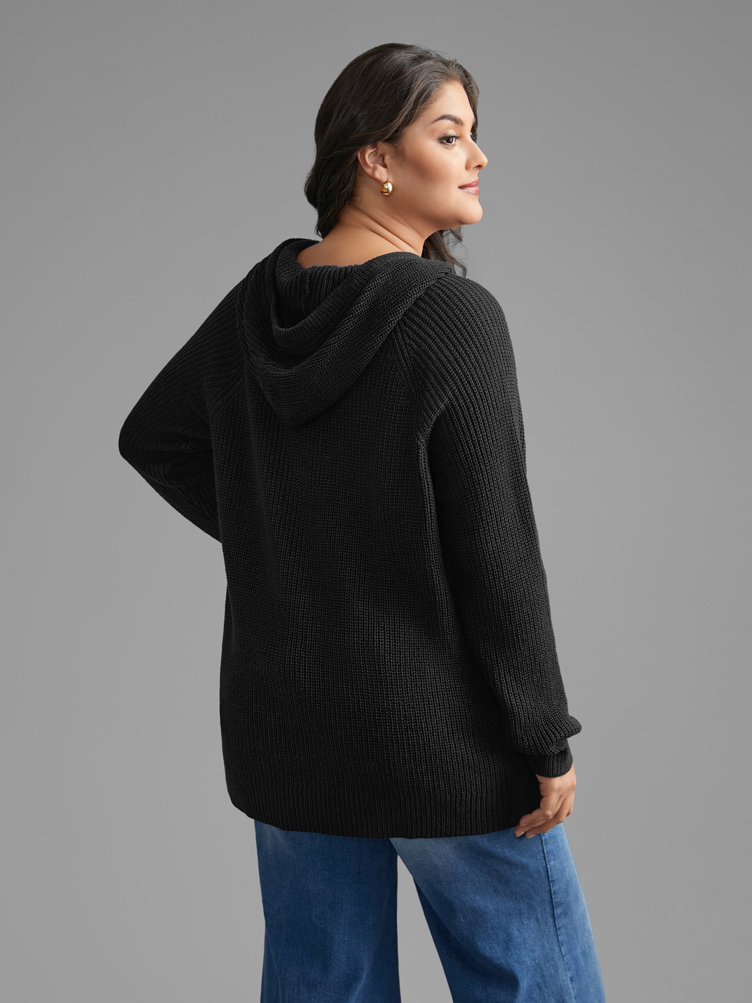 Plain Button Up Hooded Pullover