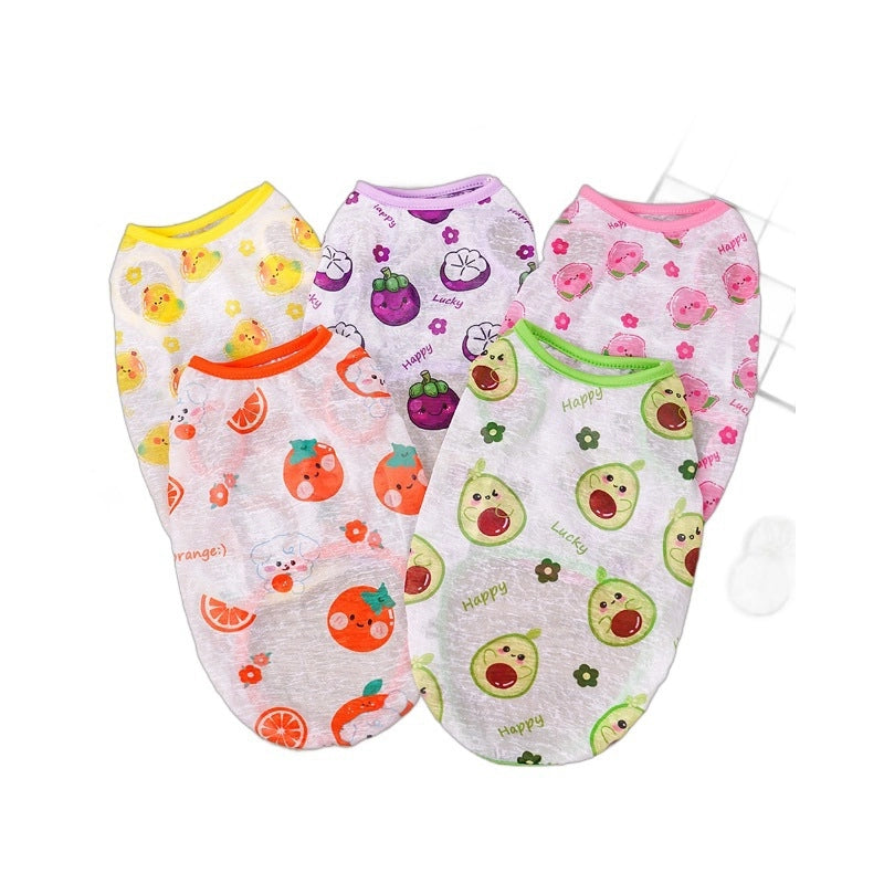 Big Dog Pet Spring And Summer Vest Dustproof Clothes Cat Dog Clothes Supplies Cartoon Fruit Teddy Koki Golden Hair