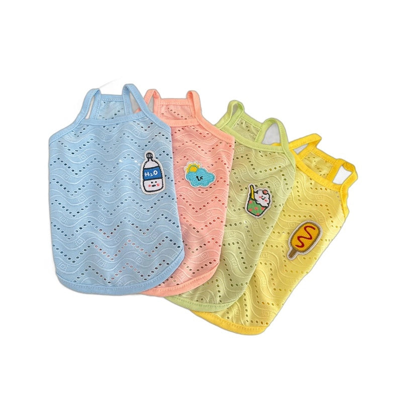 Spring And Summer Puppy Clothes Simple Sling Thin Breathable Small Dog Two-legged Pet Cat Clothes
