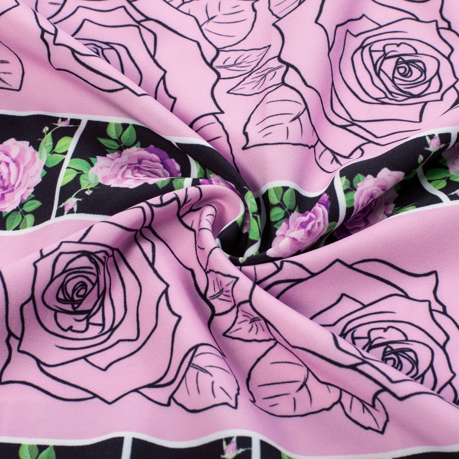 Buttons Decorated Elastic Waist High Waist Floral Printed Swing A-Line Skirt