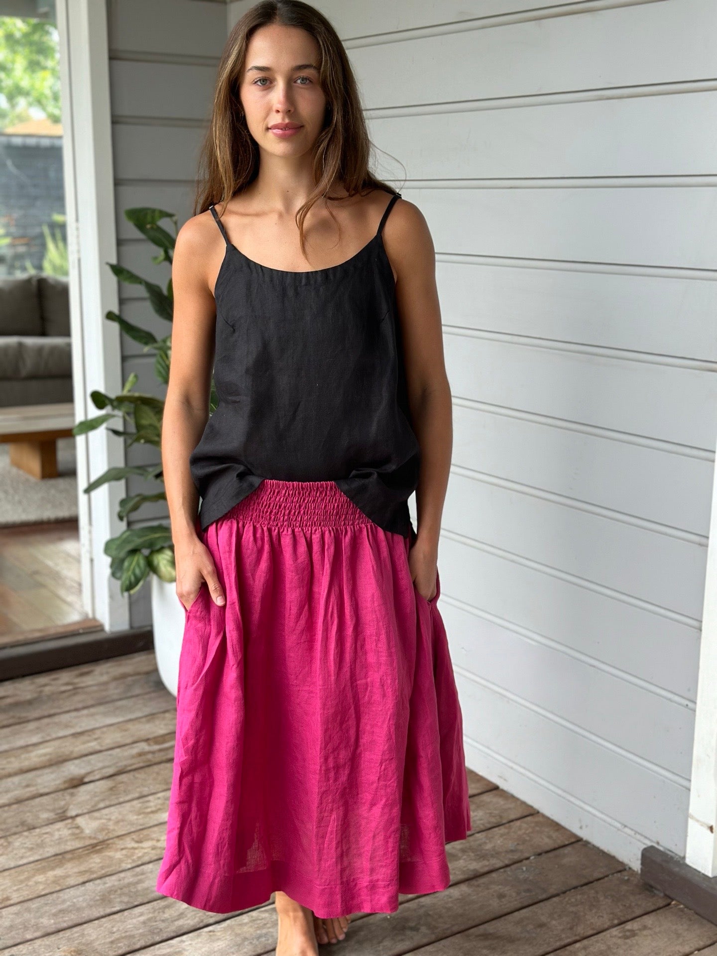 fuschia linen