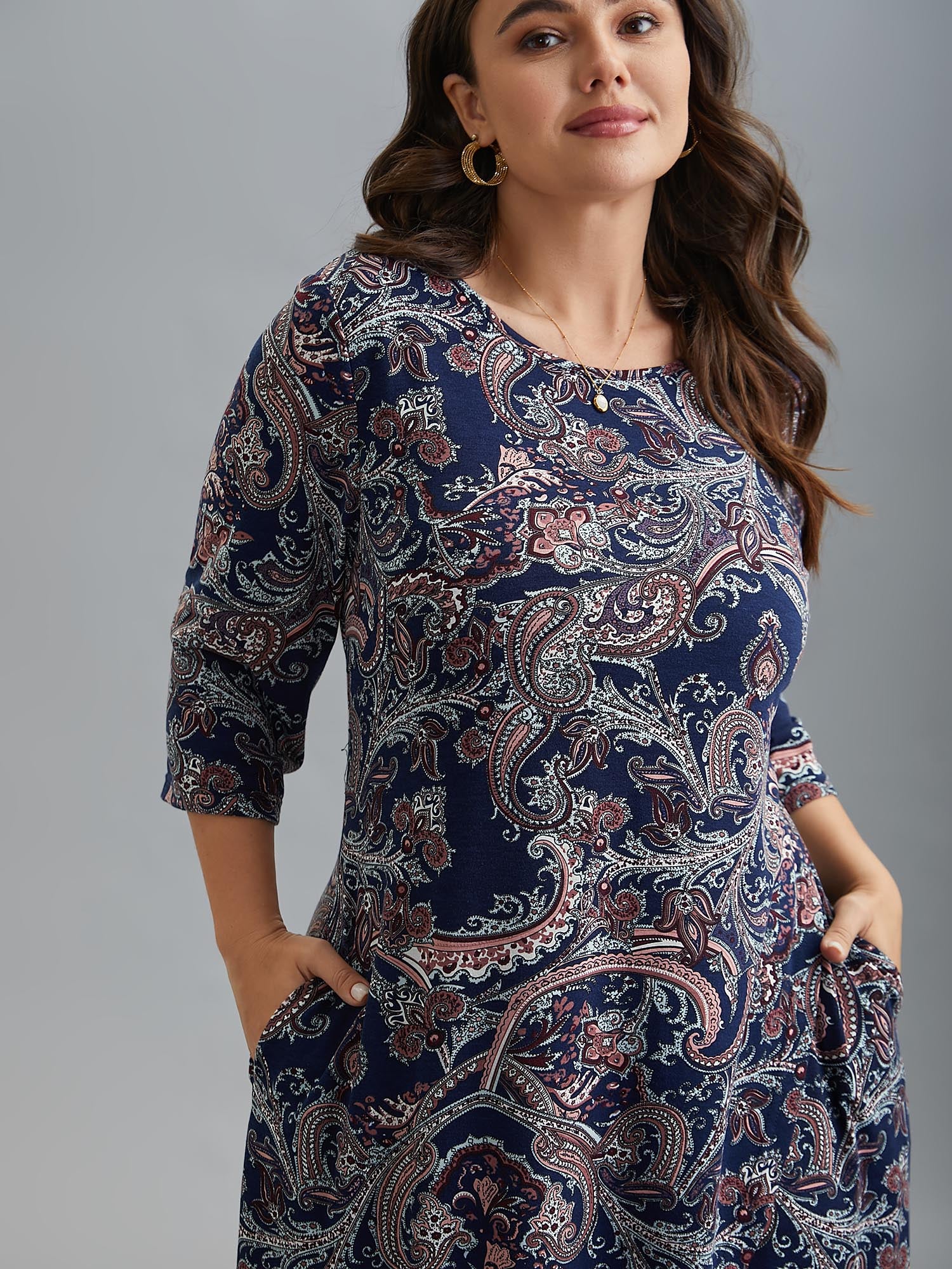 Wrap Hem Bandana Floral Dress