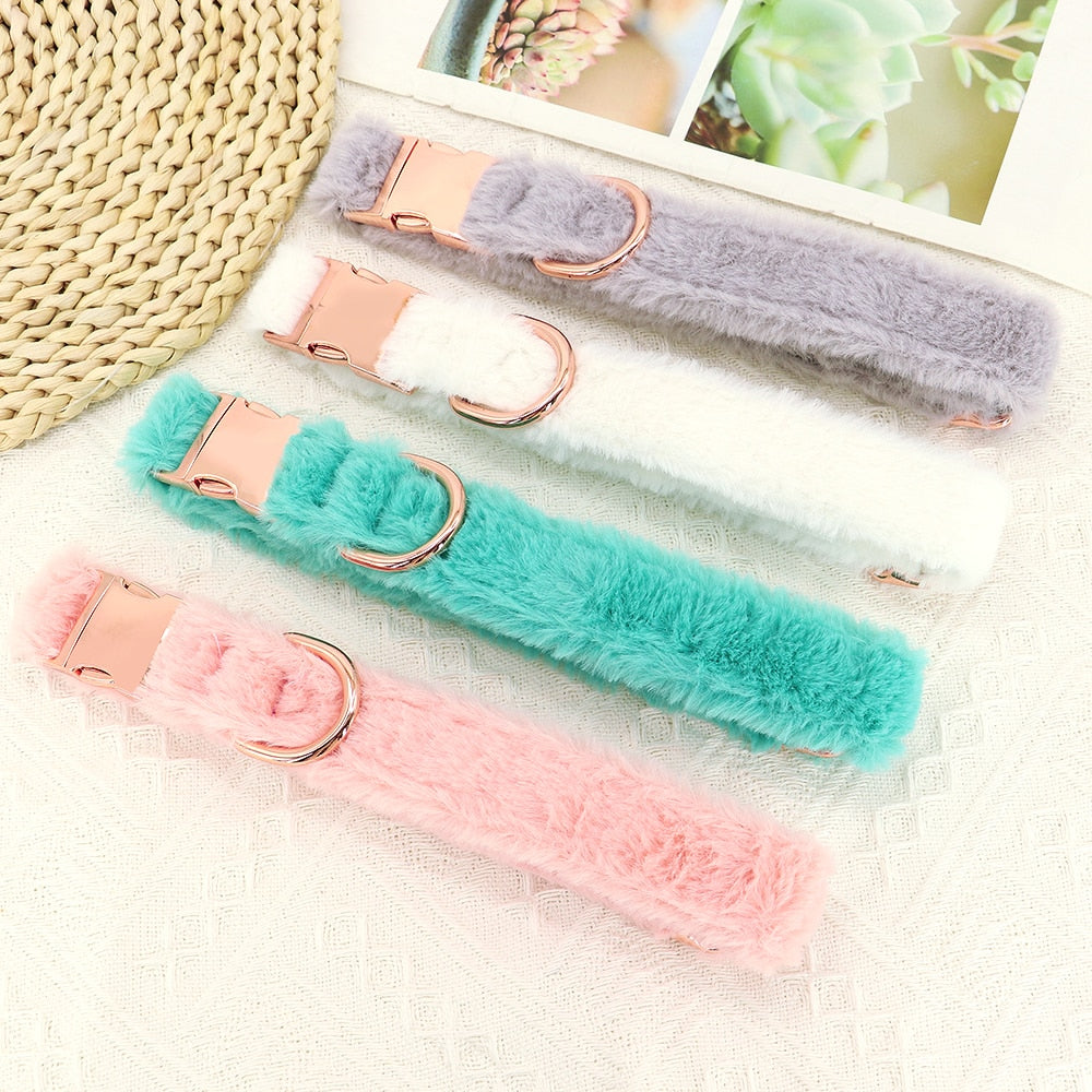 Soft Furry Personalized Dog Cat Collar