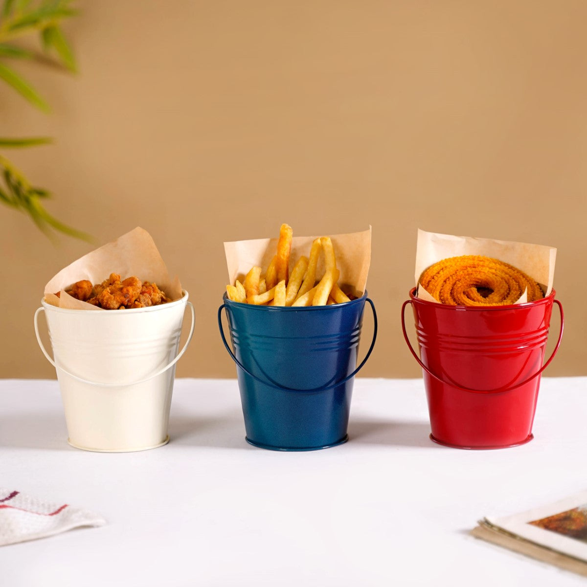 Colourful Metal Bucket Set Of 3
