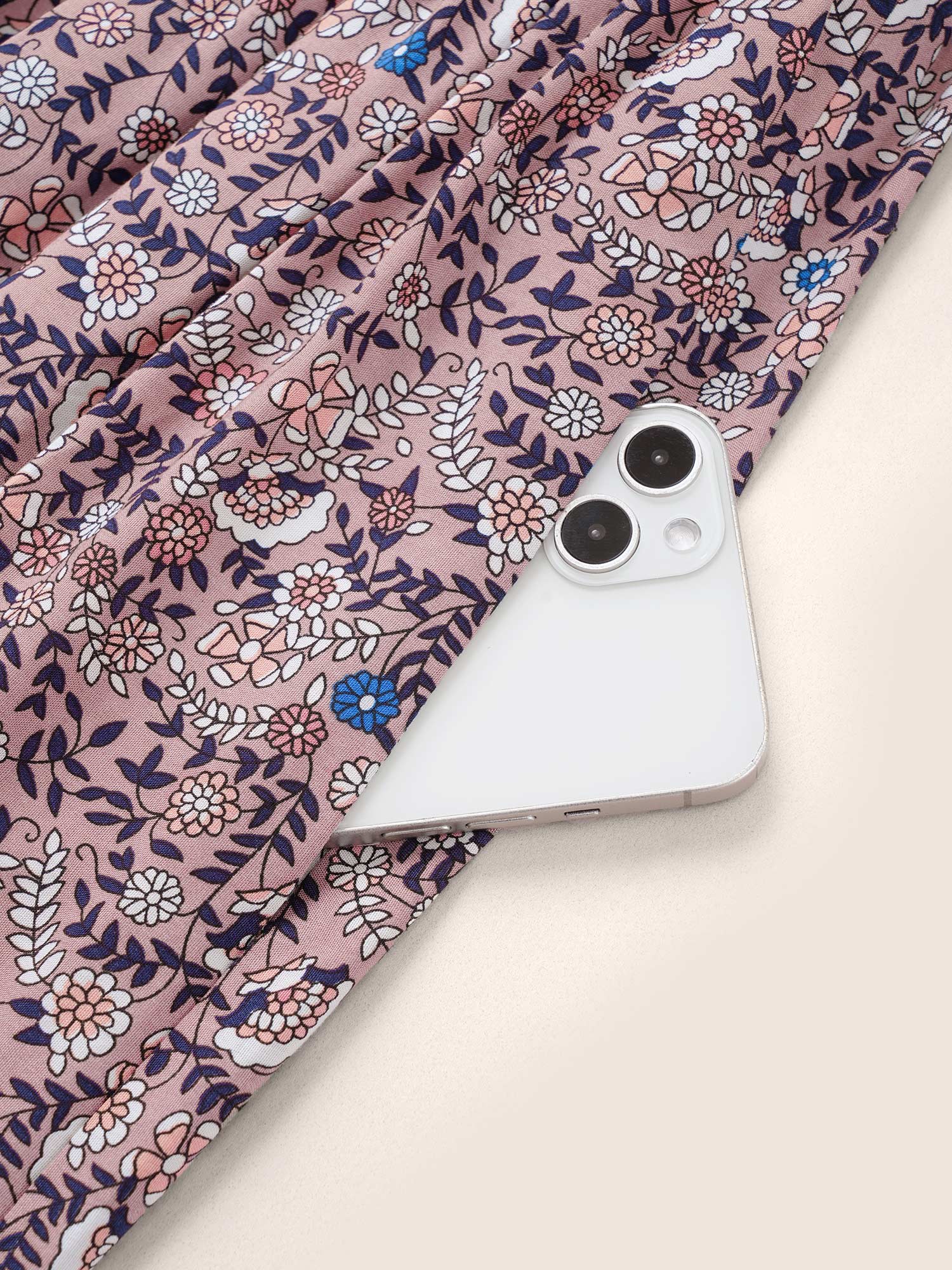 Boho Print Notched Ties Tassel Trim Dress