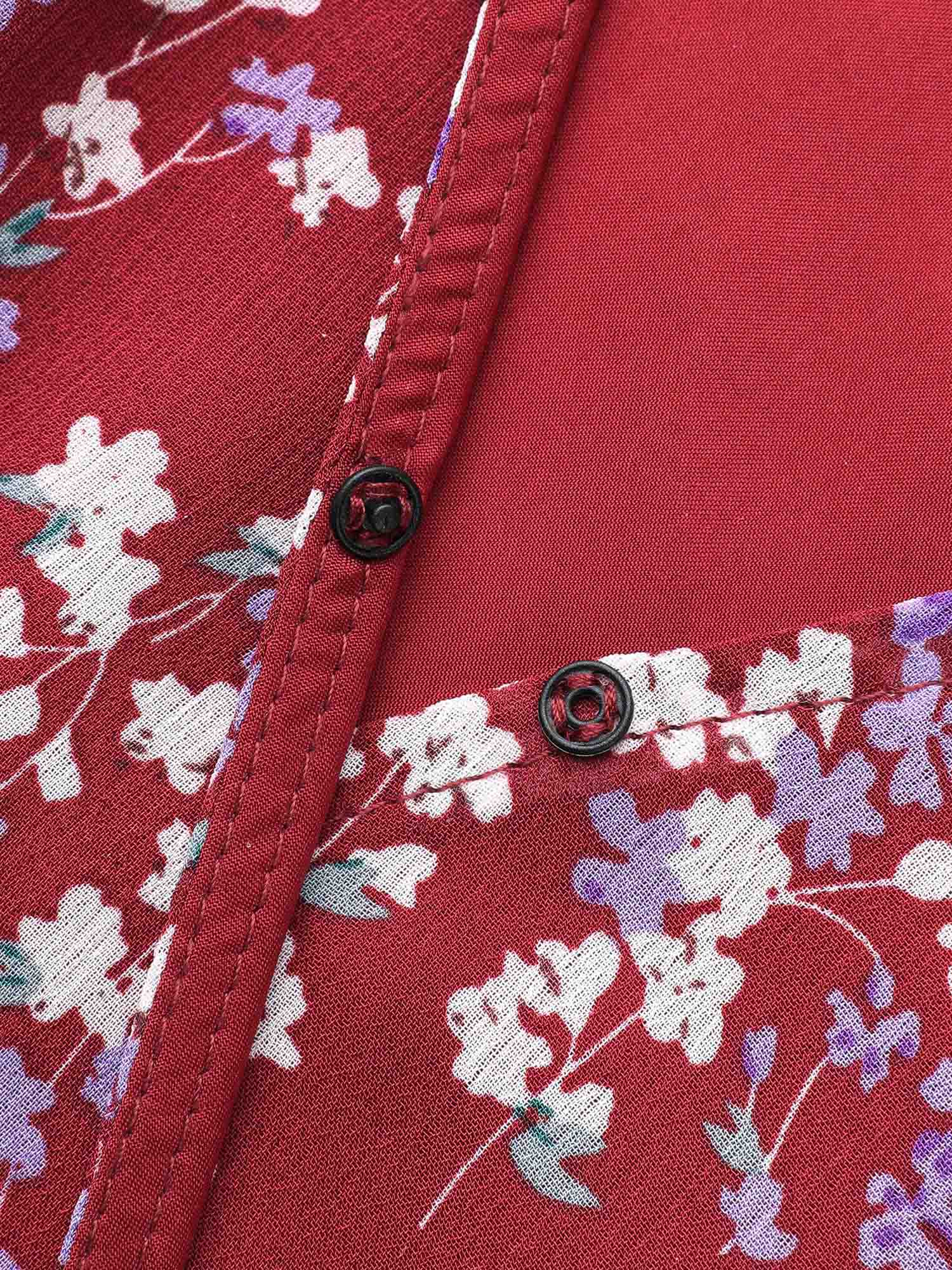 Ditsy Floral Overlap Collar Belted Dress