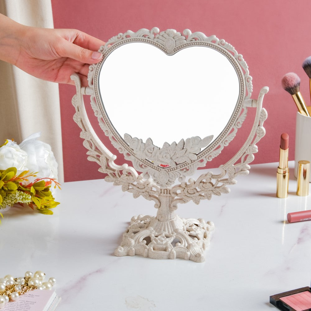 Vintage Heart Double Sided Mirror Ivory