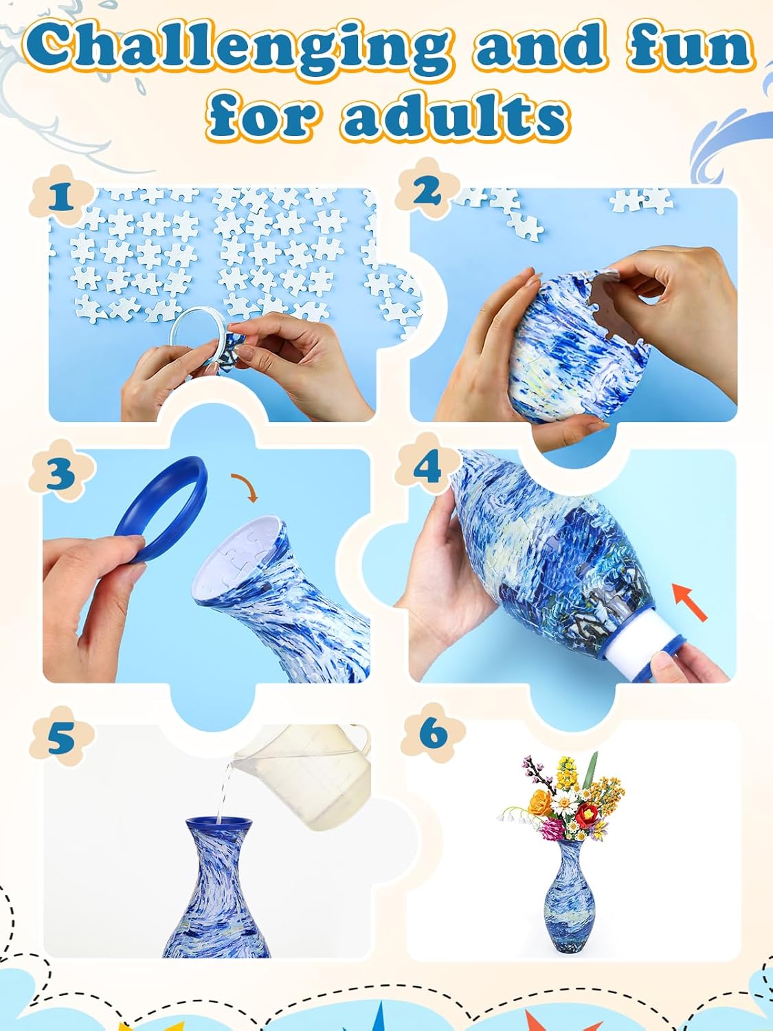 Unique 3D Puzzle - 160 Pieces of Puzzle Flower Vase, Plum Blossom Themed Art Projects Gift