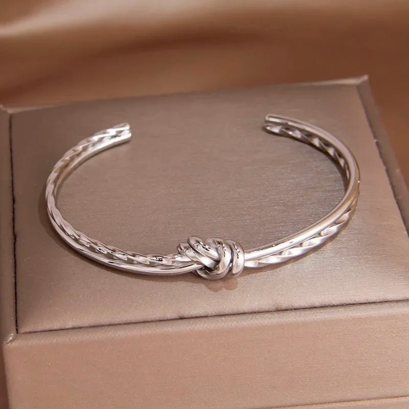 Romantic Couples Twisted Knot Bangle Cuff Bracelet