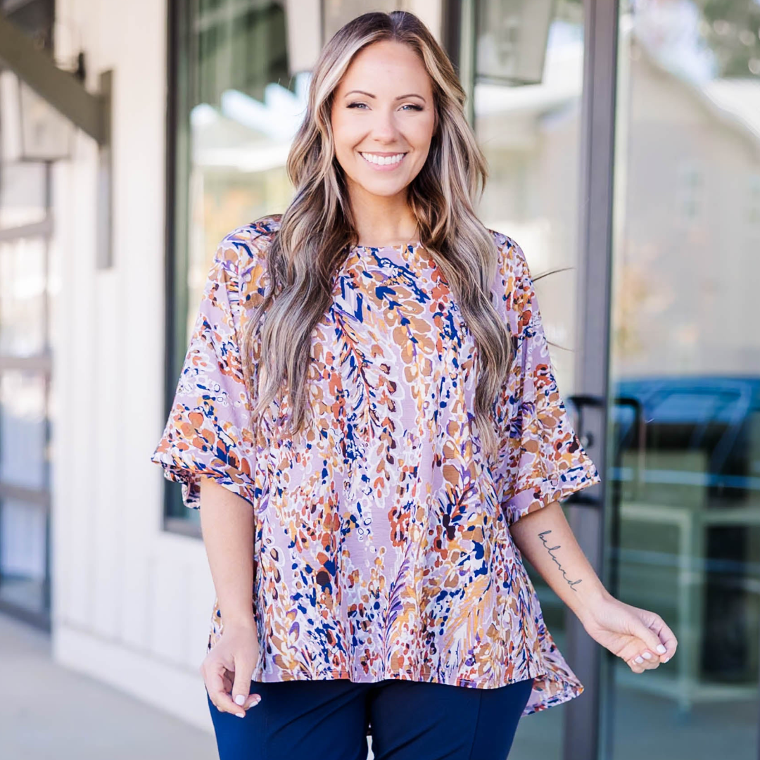 Walk On Your Own Top. Lavender Marigold