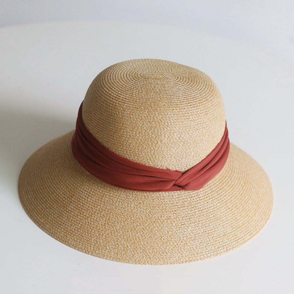 Foldable Elegant Ribbon Straw Hat