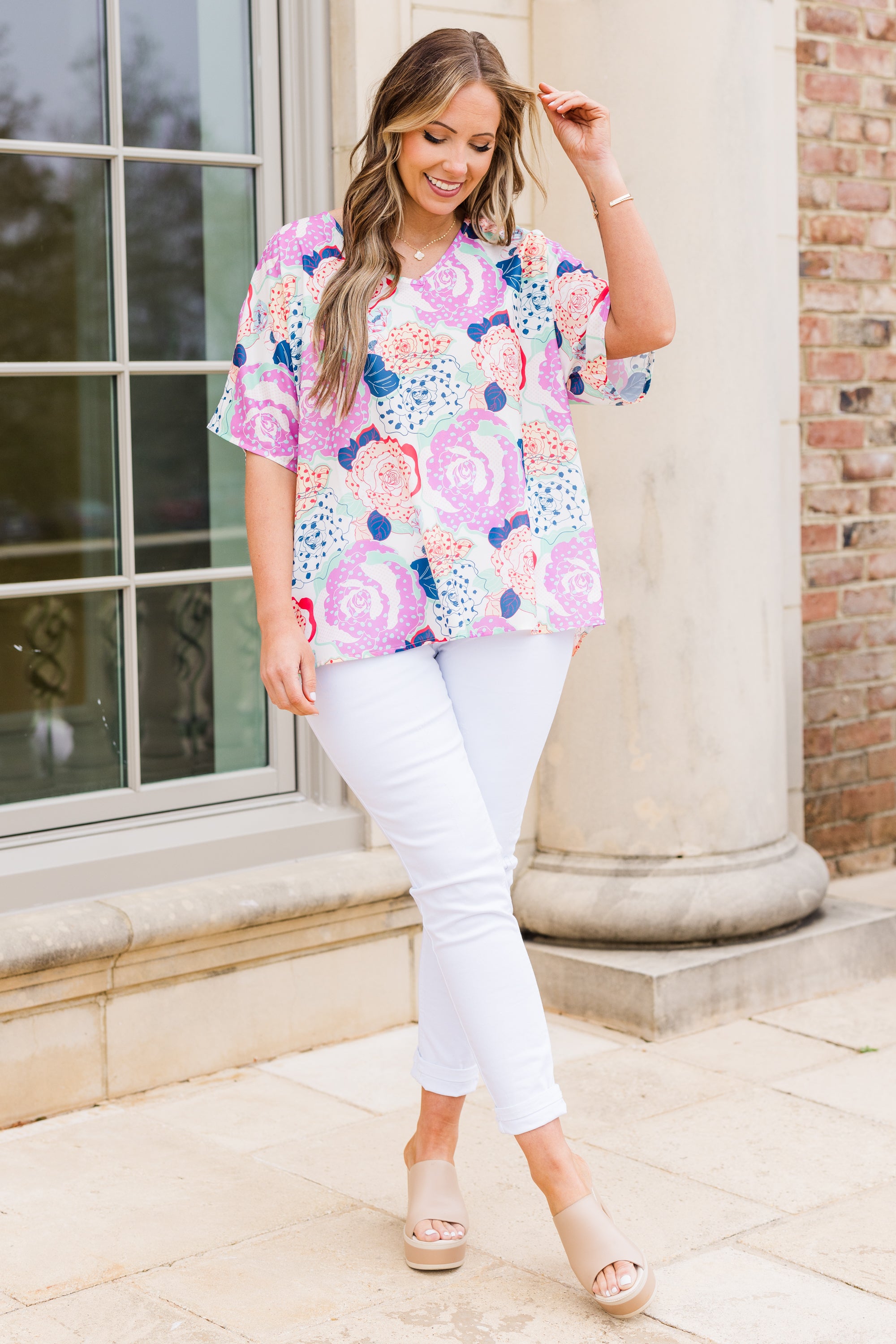 Buzzing With Joy Top. Pink-Red