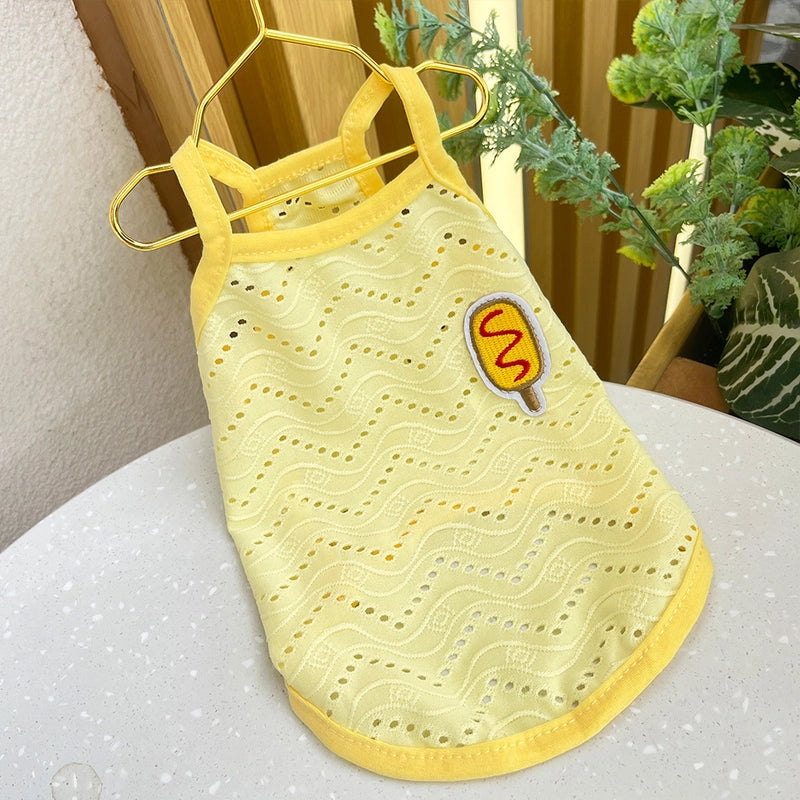 Spring And Summer Puppy Clothes Simple Sling Thin Breathable Small Dog Two-legged Pet Cat Clothes