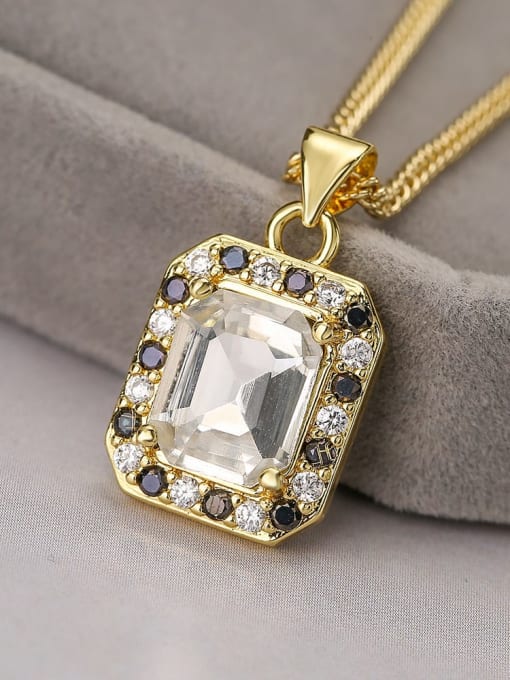 Cubic Zirconia Rectangle Pendant & Chain