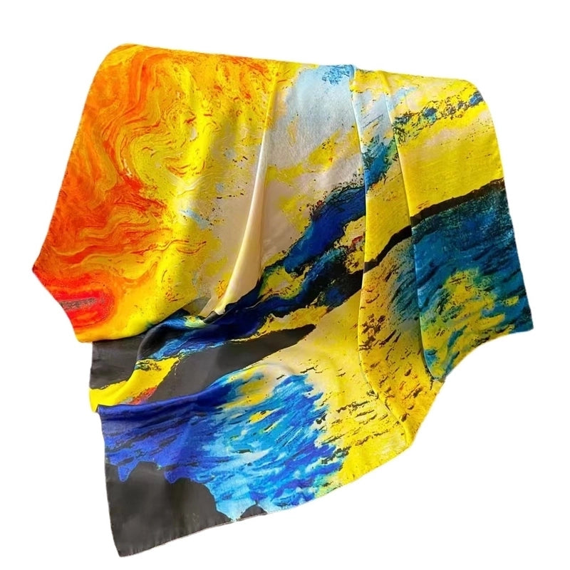 Women's Streetwear Color Block Imitated Silk Printing Scarf