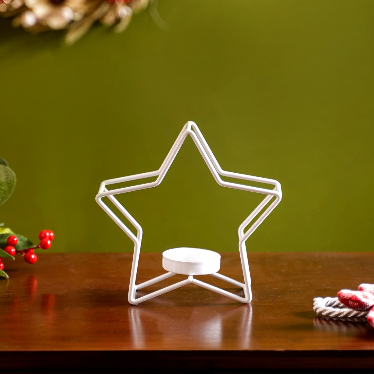 Star Candle Holder Set of 2 Off White