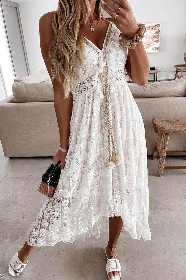 Crochet Fringe Lace Dress