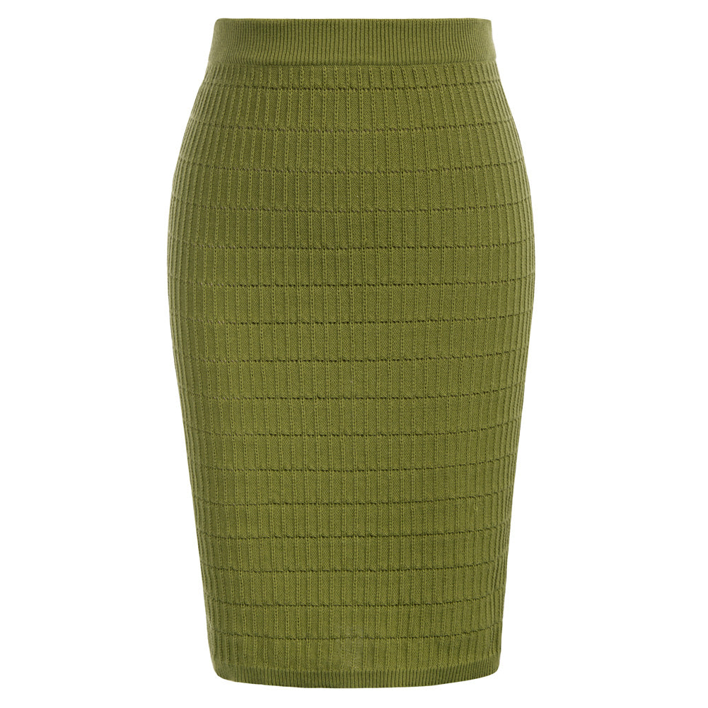 Vintage Fans Look of Jacquard Textured Outfits U-Neck Tops+Above Knee Skirt Knitwear