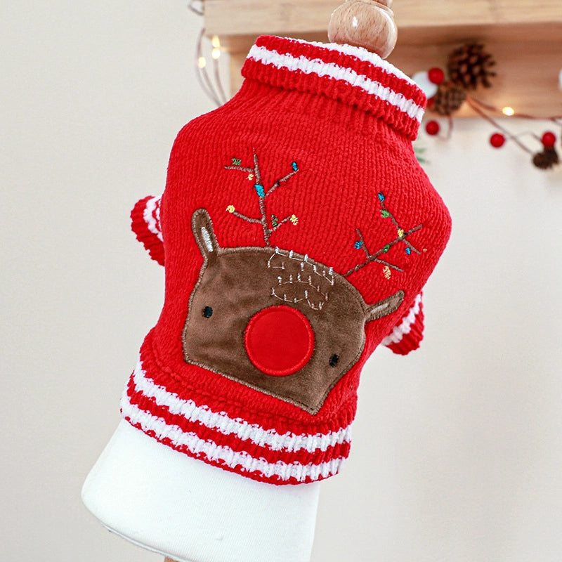 Cute Polyester Christmas Elk Pet Clothing