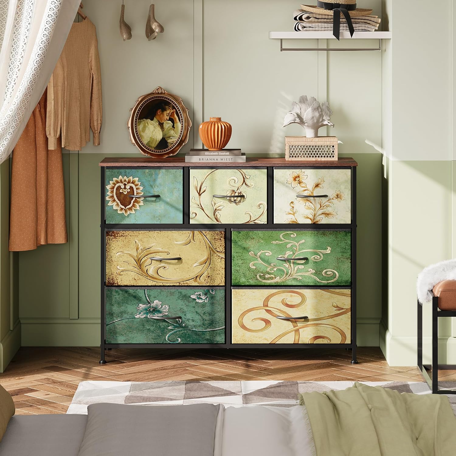 WLIVE 7 Drawer Dresser TV Stand, Dressers for Bedroom, Fabric Storage Tower