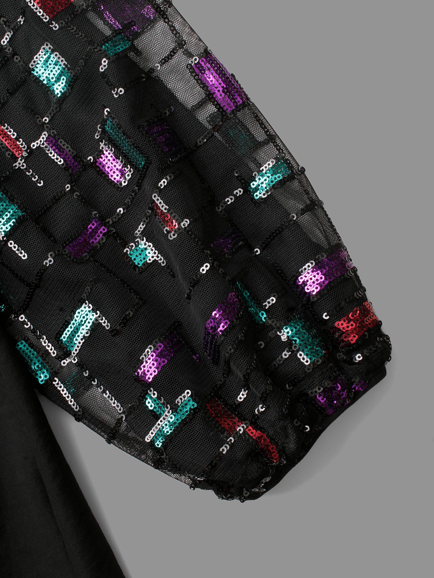 Heart Neckline Sequin Mesh Patchwork Dress