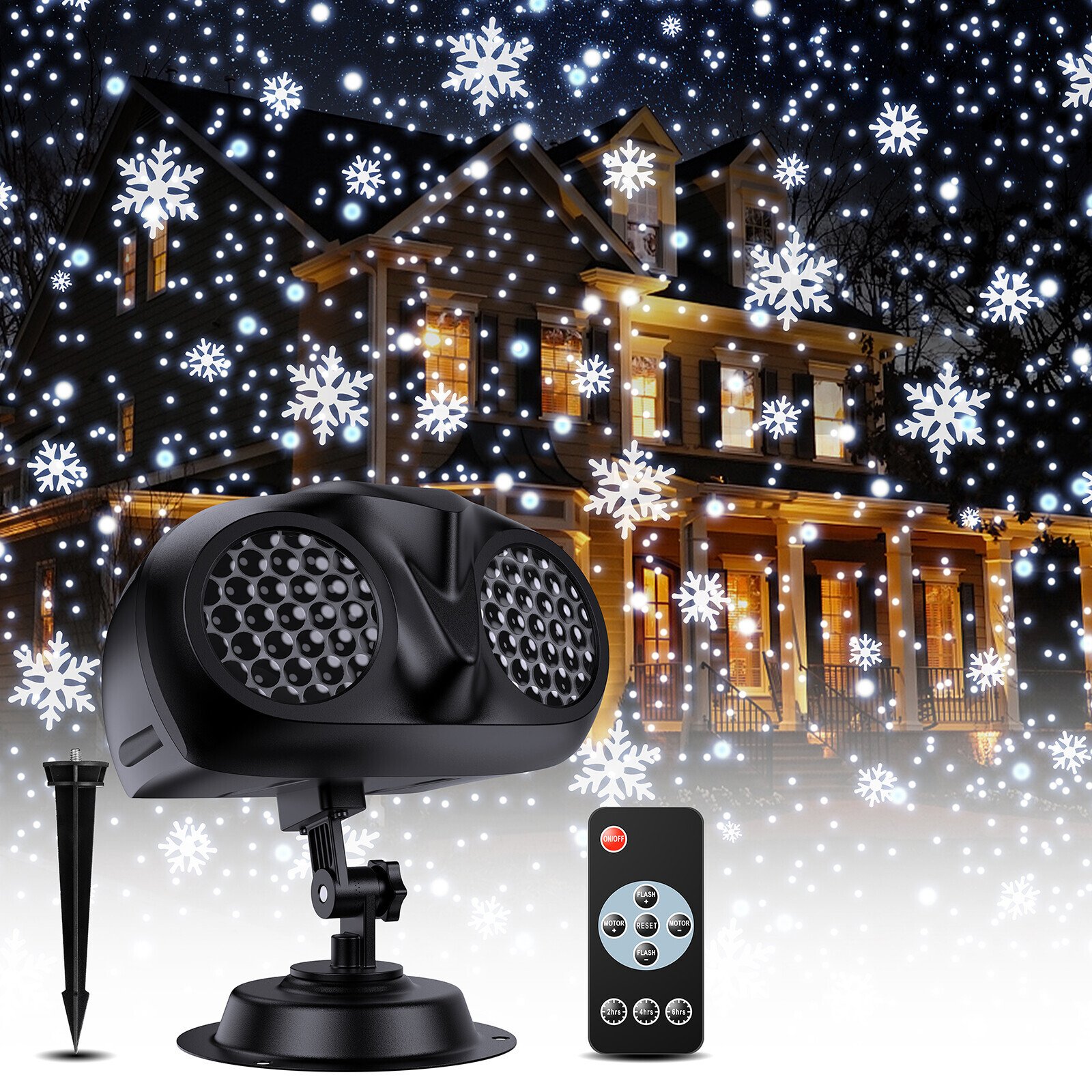 Christmas LED Projector Lights, UPGRADED Owl-shape Dual-lens Christmas Snowflake Projector Lights