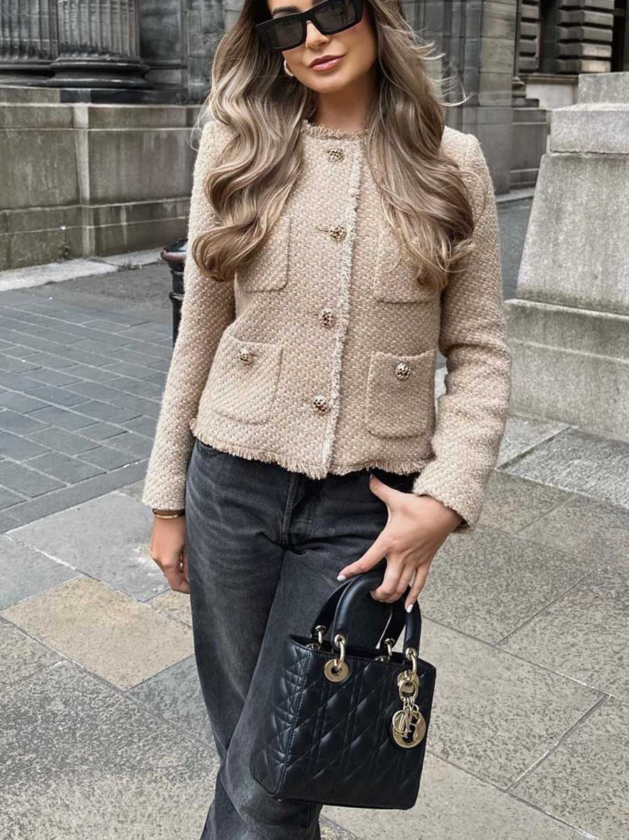 Metal Buttoned Chunky Jacket Top