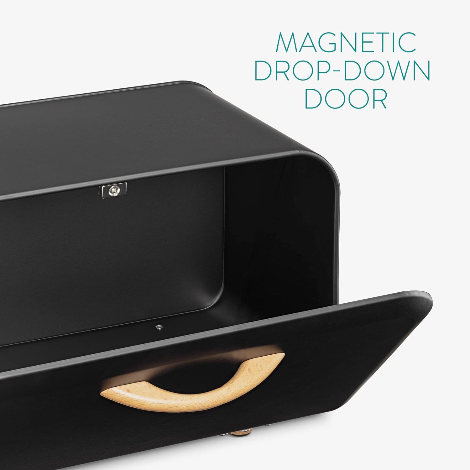 Metal Bread Bin Storage Tin With Front Opening Magnetic Closing. Breadbox Storage Container