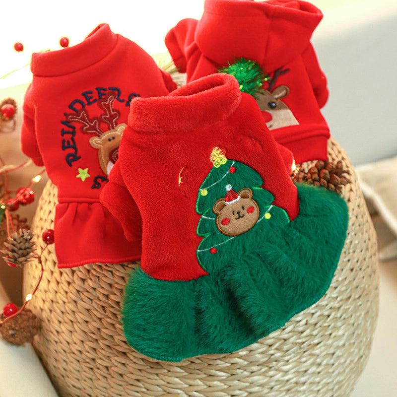 Cute Polyester Christmas Elk Pet Clothing