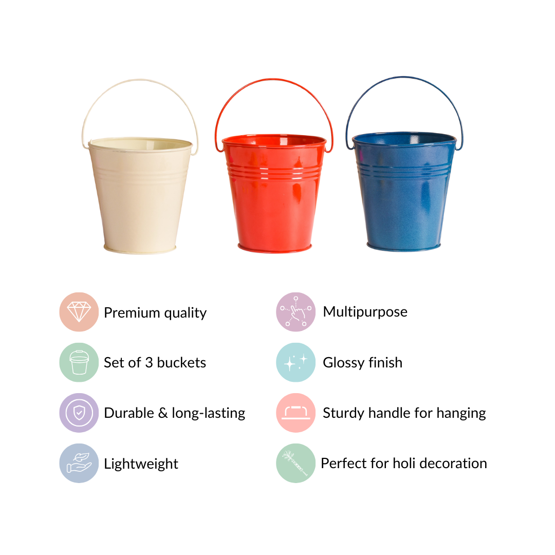 Colourful Metal Bucket Set Of 3