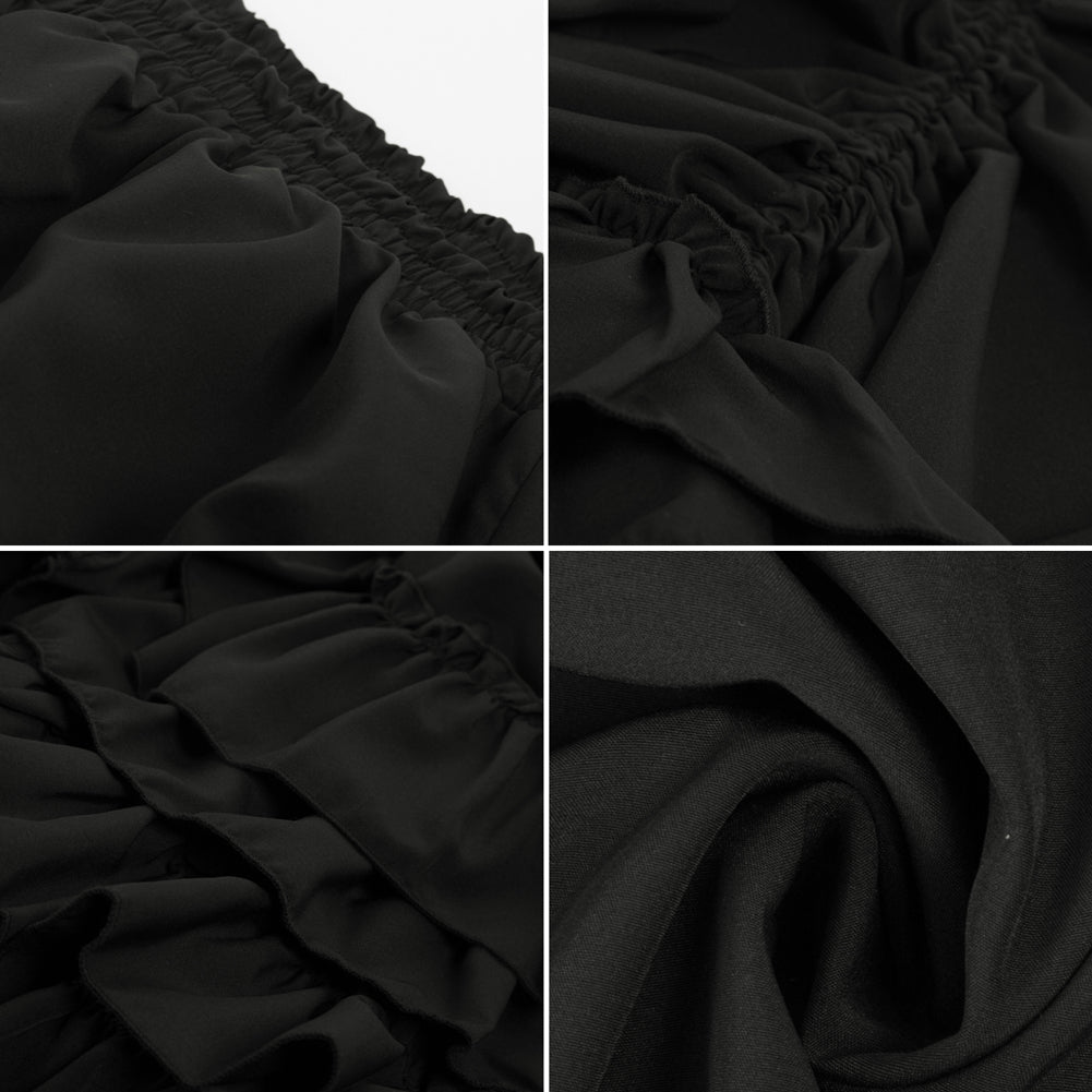 Vintage Retro Elastic Waist Length Adjustable Gothic Bustle Skirt