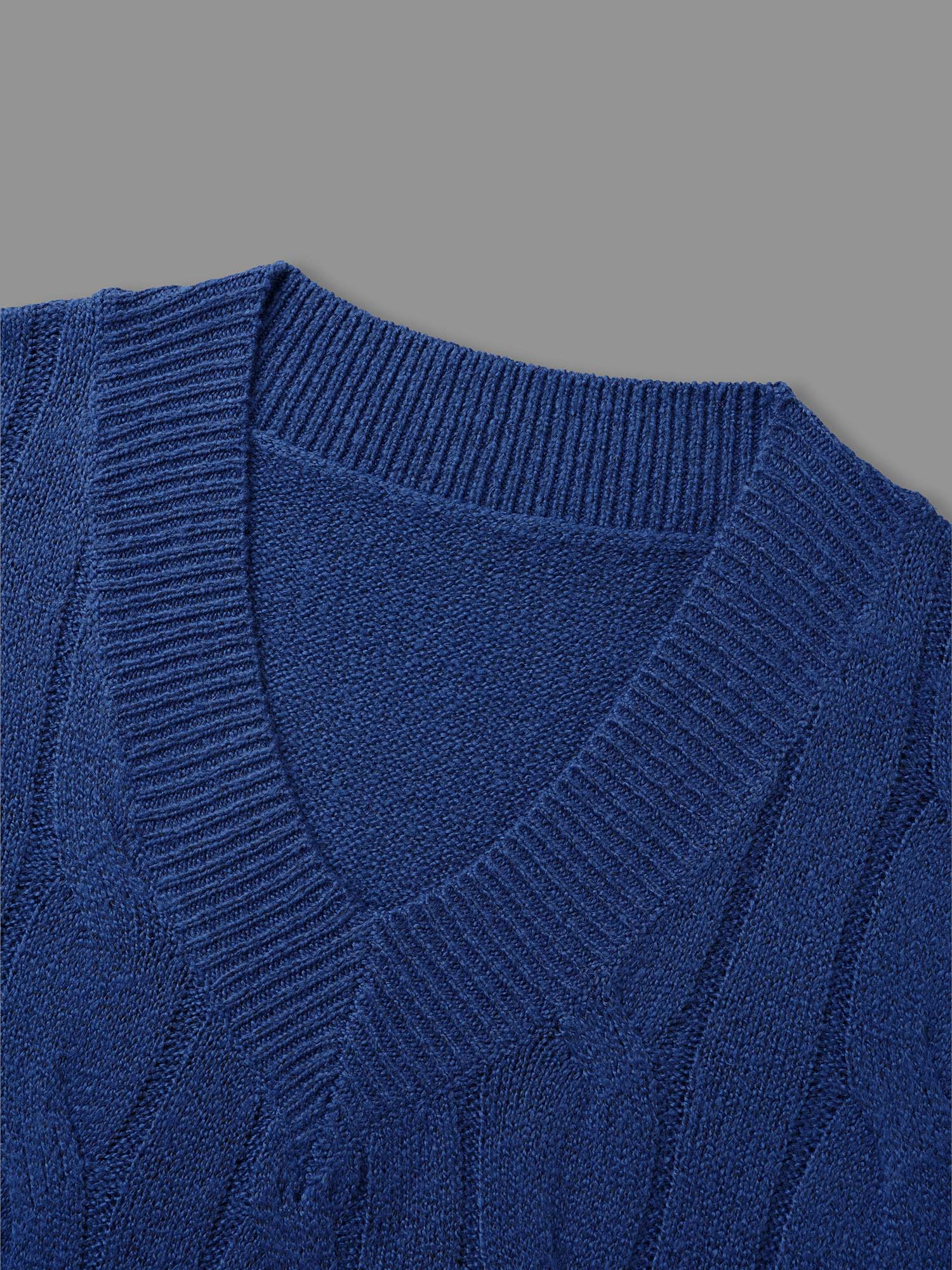 V Neck Cable Knit Texture Pullover