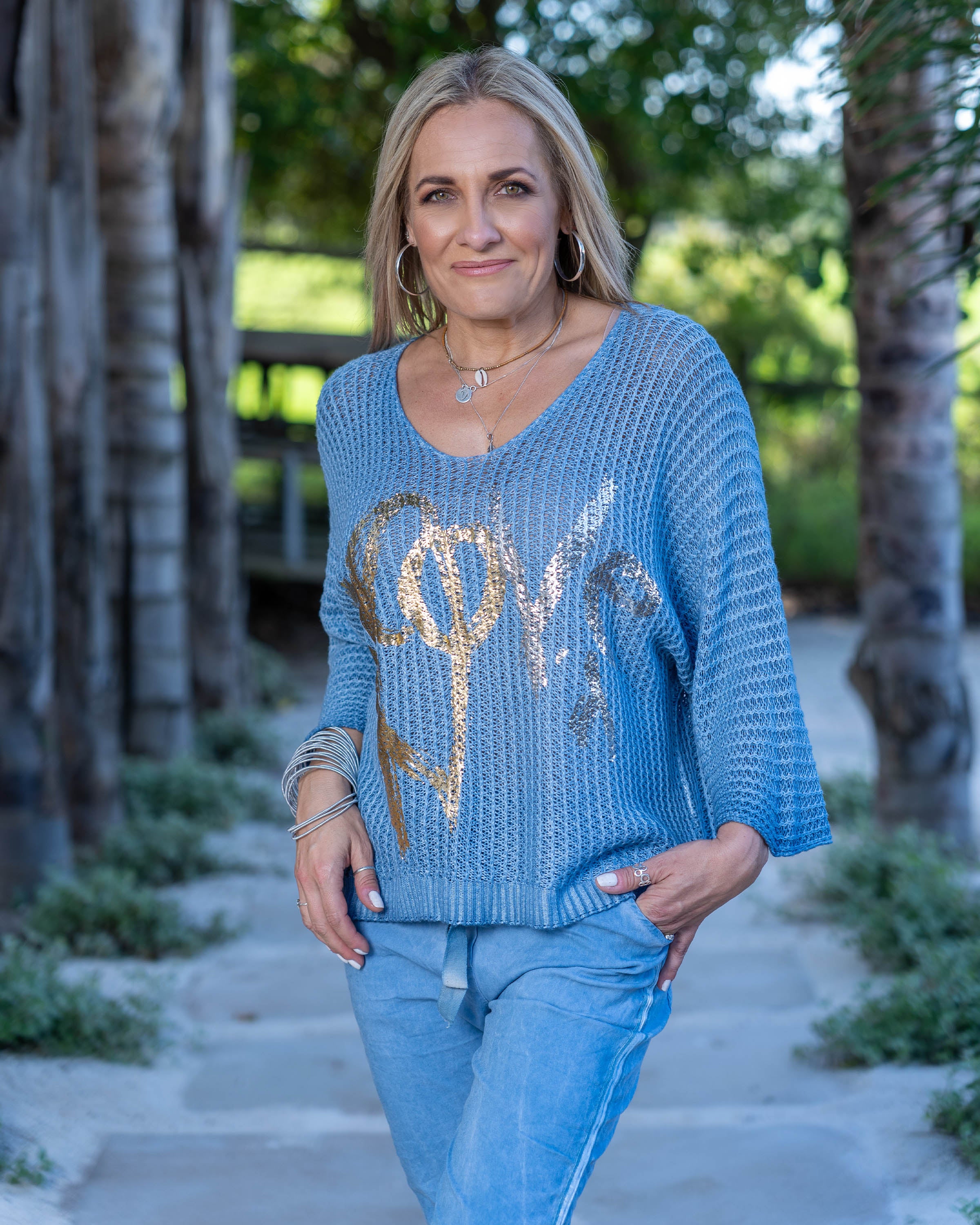 Sweetheart Stitch Knit | Blue