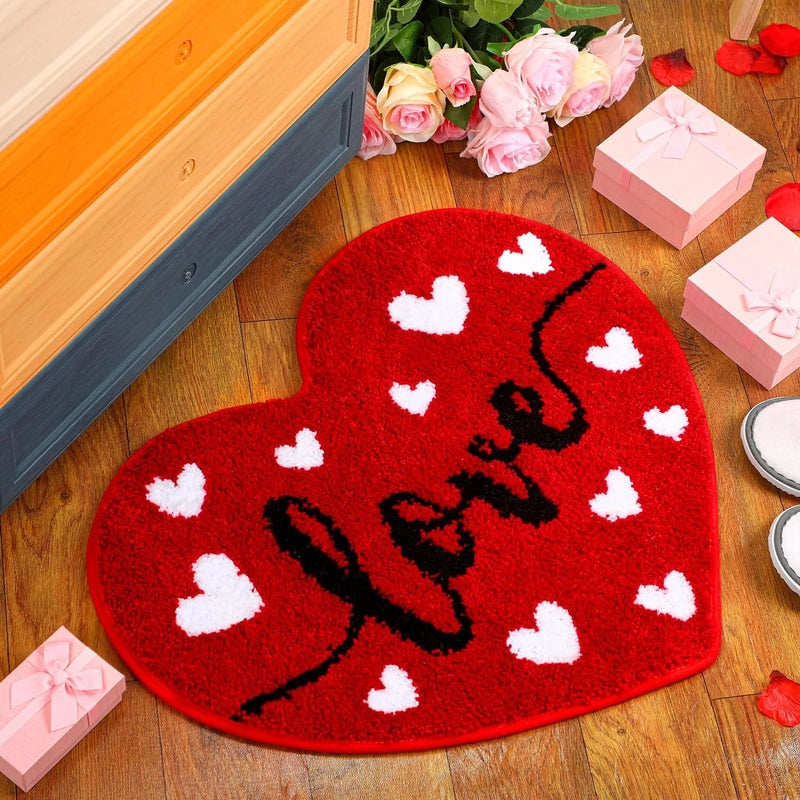 Valentine'S Day Casual Elegant Letter Heart Shape Polyester Carpet Bathing