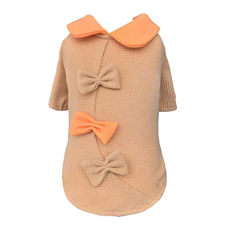 Bowknot Design Collar Dog Cat Sweater