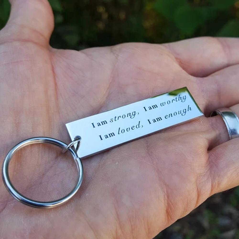 Stainless Steel  I am strong Keychain