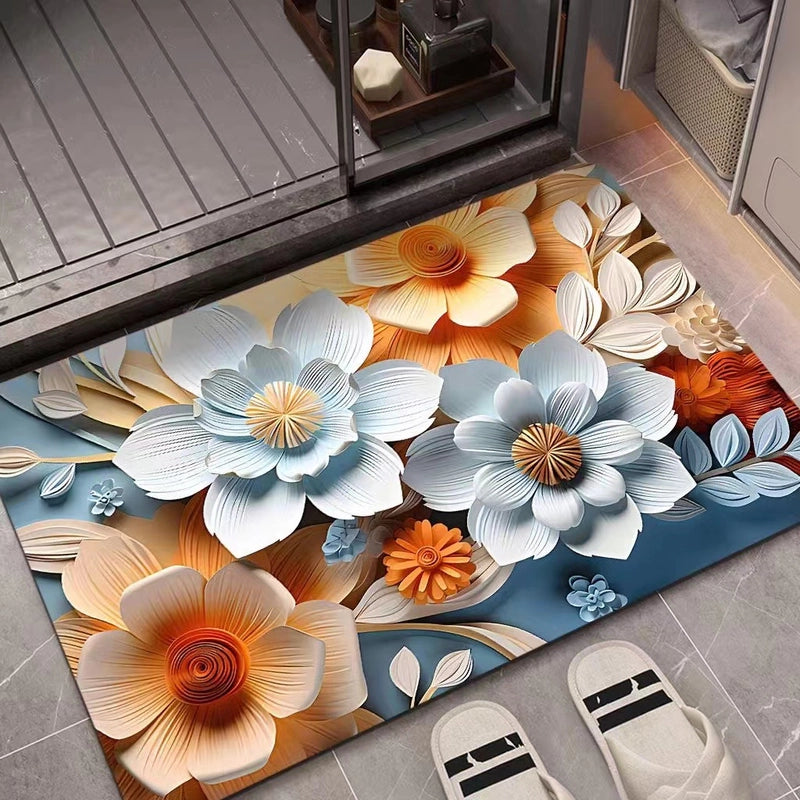 3D Oil Painting Diatom Mud Absorbent Floor Mat Non-slip Floor Mat Bathroom Door Quick-drying Bathroom Carpet Bathroom Floor Mat