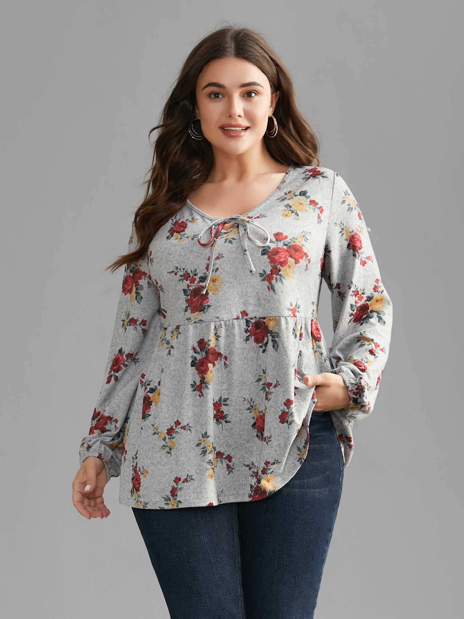 Floral Print Tie Knot T-shirt