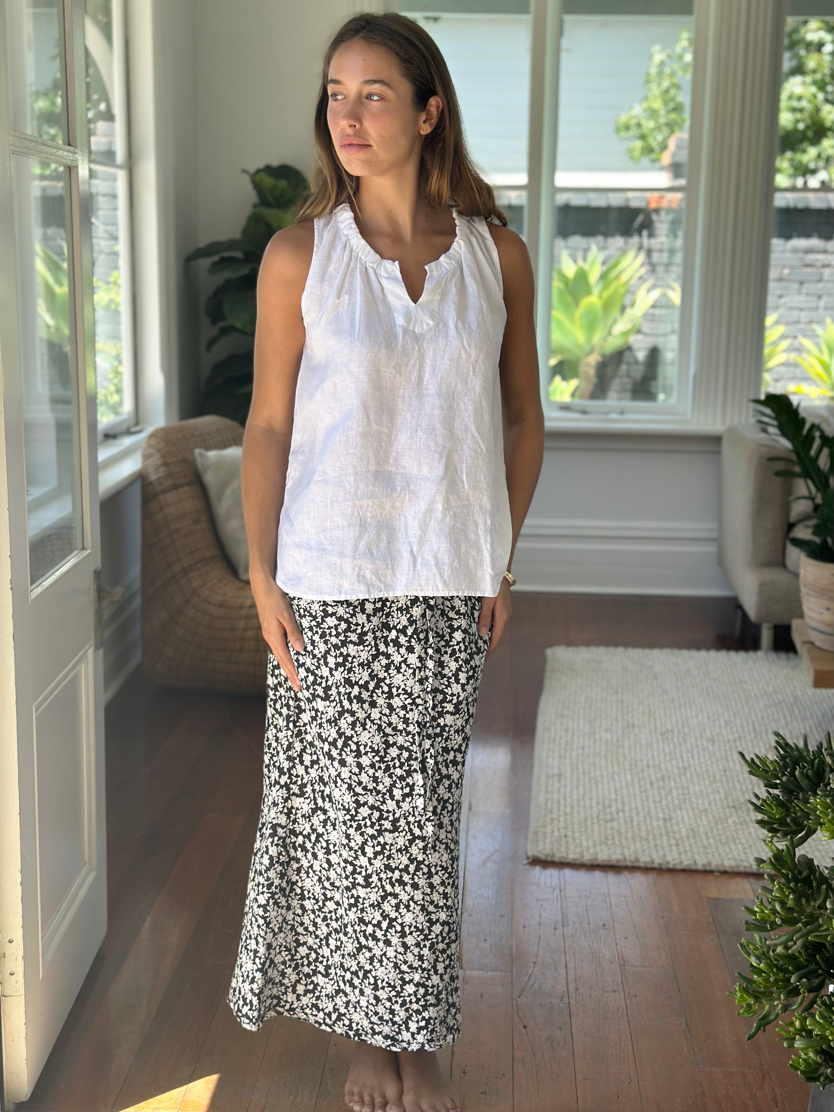 black floral linen